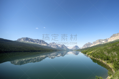谢布恩湖,山,美国冰河国际公园,自然,水,美国,蒙大拿州,水平画幅,地质学,无人