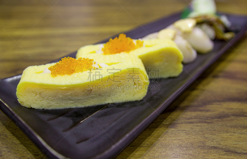 日本食品,鸡蛋,寿司,玉子寿司,鱼子酱,水平画幅,无人,开胃品,生食,膳食
