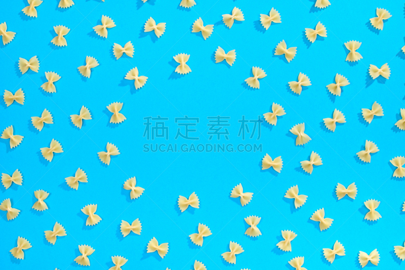 小麦,边框,意大利面,蓝色背景,高视角,素食,干的,想法,意大利食品,晚餐