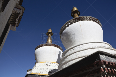 佛塔,佛,扎时伦布寺,天空,灵性,水平画幅,无人,东亚,两个物体,白色