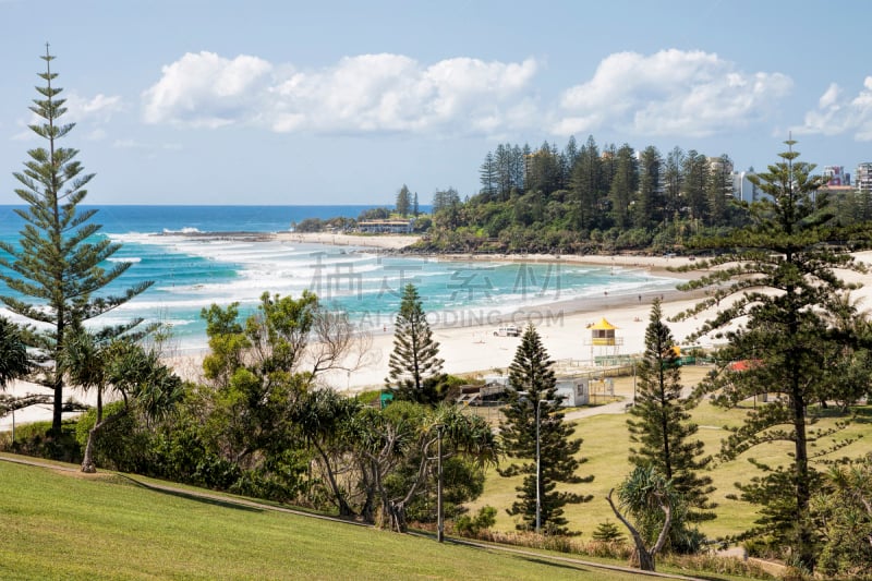 coolangatta,海滩,鲷鱼岩,锐角,黄金海岸,昆士兰州,海浪,水湾,观测点,水