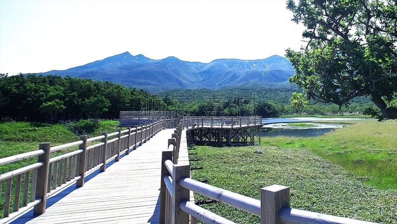 世界自然遗产,斜里岳,国后岛,知床五湖,北海道,留白,水平画幅,无人,夏天,户外