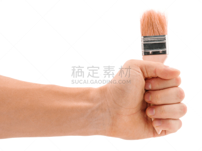 画笔,分离着色,白色背景,把手,木制,留白,仅成年人,明亮,建筑业,青年人