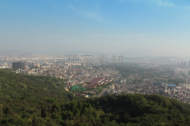 韩国,首尔,全景,南山塔,天空,公园,水平画幅,符号,旅行者,户外