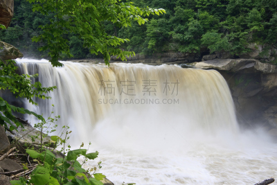 坎伯兰县,坎伯兰瀑布州立公园,肯塔基州,自然,水,水平画幅,绿色,瀑布,无人,巨大的