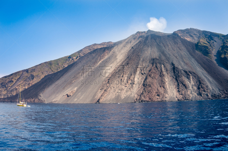 斯托伦波里岛,水平画幅,山,火山地形,户外,烟,山脊,地中海,火山口,自然