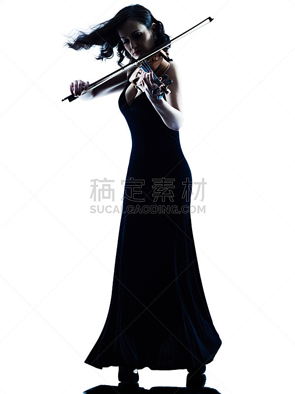 小提琴手,女人,分离着色,音乐人,原音乐,垂直画幅,弦乐器,仅一个女人,全身像,白色背景