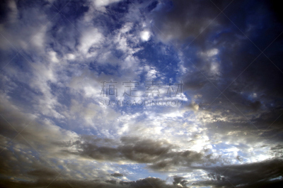 天空,蓝色,云,美,水平画幅,纹理效果,巨大的,户外,云景