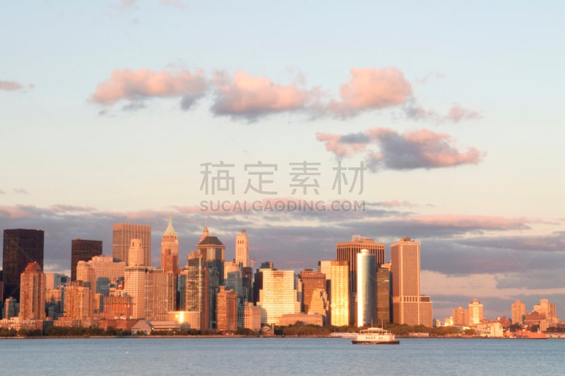 纽约,城市天际线,哈德逊河,水平画幅,户外,滨水,都市风景,著名景点,河流,股市和交易所