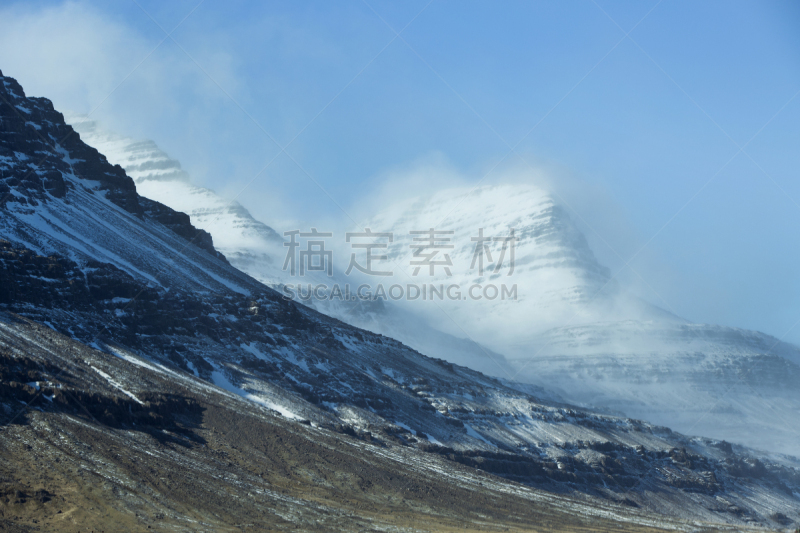 雪,山,地形,冰岛,风,水平画幅,无人,路,交通,户外