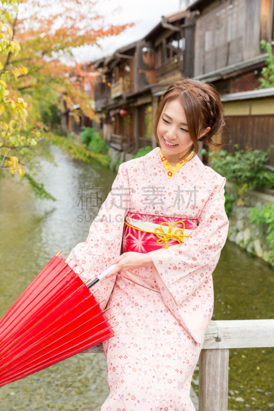 和服,伞,女人,红色,衣服,放好,油纸伞,和服腰带,阳伞,京都市