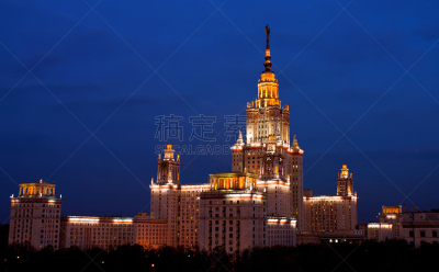 莫斯科,大学,mikhail lomonosov,州,塞文塞思特斯,七姐妹,水平画幅,景观设计,七姐妹瀑布,建筑