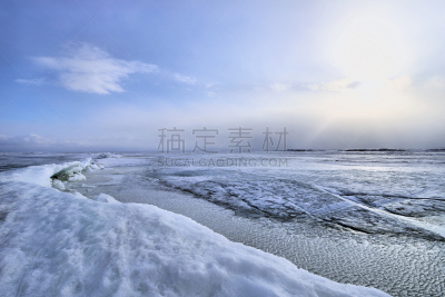 地形,冻结的,大海滩省立公园,水平画幅,马尼托巴湖,雪,无人,户外,湖,阳光光束