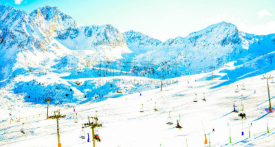 安道尔,卡莎隘口,山景城,度假胜地,温度,水平画幅,山,雪,无人