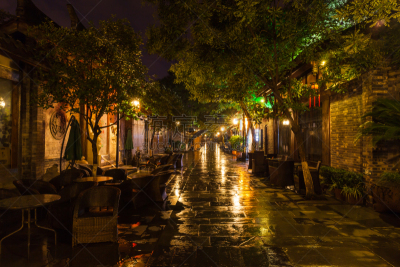宽窄巷子,成都,夜晚,旅途,林荫路,巷,著名景点,餐馆,2015年,户外