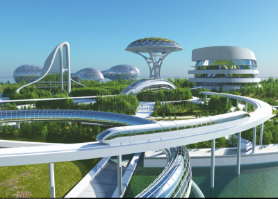 城市,水,天空,外立面,水平画幅,无人,绘画插图,夏天,户外,明亮