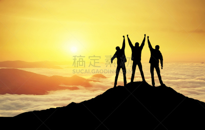 体育团队,山顶,顶部,在上面,山,天空,休闲活动,旅行者,高处,运动