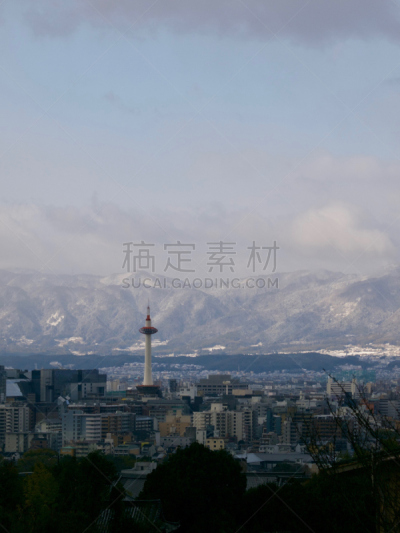 京都市,日本,京都塔,东山区,梅花,自然,垂直画幅,地形,建筑,雪