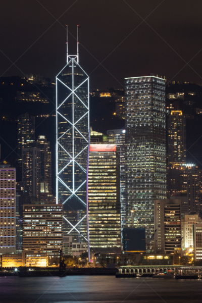 都市风景,长江中心,维多利亚港,金融建筑,夜晚,无人,户外,维多利亚港湾,工业,垂直画幅