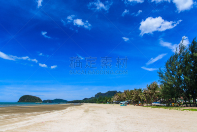 海滩,泰国湾,巴蜀,天空,美,水平画幅,沙子,椰子树,海岸地形,户外