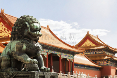 故宫,北京,太和殿,狮王,大约15世纪,明朝风格,天空,留白,古董,水平画幅