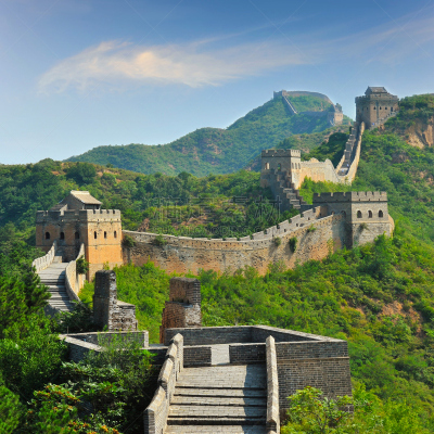 长城,夏天,自然,旅游目的地,山,建筑,无人,要塞,方形画幅,国际著名景点