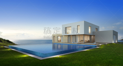 游泳池,现代,海洋,看风景,假日别墅,巨大的,华贵,家庭,平顶,设计