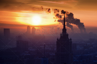 都市风景,塞文塞思特斯,七姐妹,天空,风,水平画幅,能源,无人,户外,烟