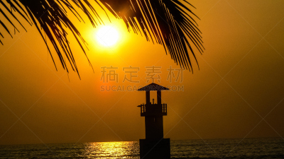 早晨,夏威夷大岛,曙暮光,古巴克里尼达,棕榈树,海滩,热带气候,黎明,安提瓜,波拉波拉