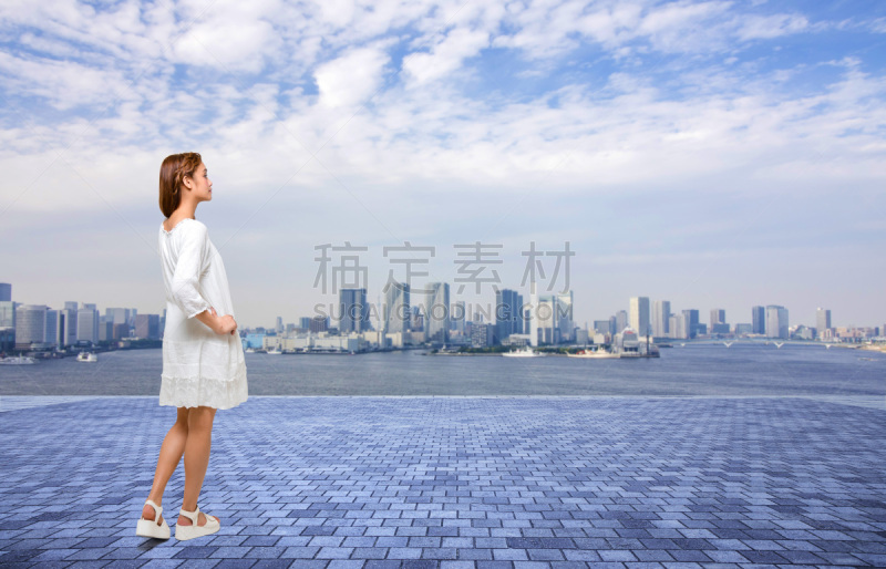 都市风景,现代,全景,仅一个女孩,平衡折角灯,观测点,浅草,天文台,建筑平台,滨水