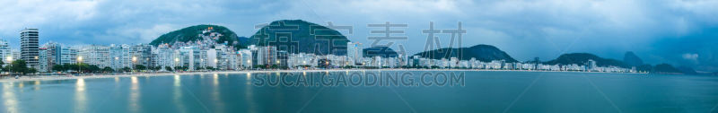 海滩,全景,里约热内卢,南美,水,留白,水平画幅,沙子,巴西东南部,夏天