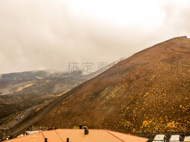 埃特纳火山,西西里,天空,水平画幅,云,火山地形,夏天,户外,自然公园,山