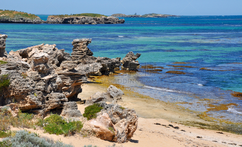 石灰石,海岸地形,岛,风景,cape peron,西澳大利亚,水,天空,水平画幅,沙子