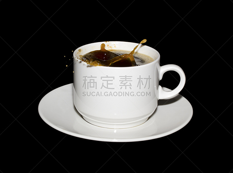 咖啡杯,方糖,餐具,水,水平画幅,背景分离,饮料,咖啡,黑色,黑色背景