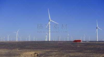 风力,电源,风轮机,新的,敦煌,垂轴风轮机,戈壁滩,天空,水平画幅,能源