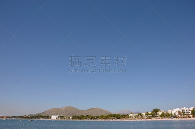 阿尔库迪亚海湾,马略卡,sierra de tramuntana,天空,水平画幅,无人,欧洲,夏天,户外,海洋