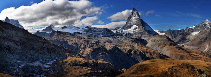 瑞士阿尔卑斯山,马特洪峰,风景,全景,山脉,非凡的,天空,洛矶山脉,水平画幅,山