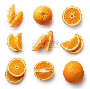 清新,橙子,白色背景,分离着色,水平画幅,高视角,素食,无人,生食,维生素