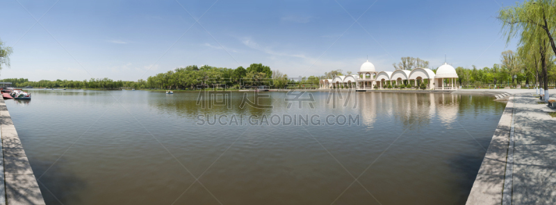 湖,太阳,阳光岛,避暑圣地,水,天空,柳树,水平画幅,无人,邮轮