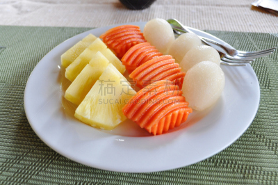 木瓜,红毛丹,菠萝,热带水果,餐具,度假胜地,水平画幅,无人,开胃品,膳食