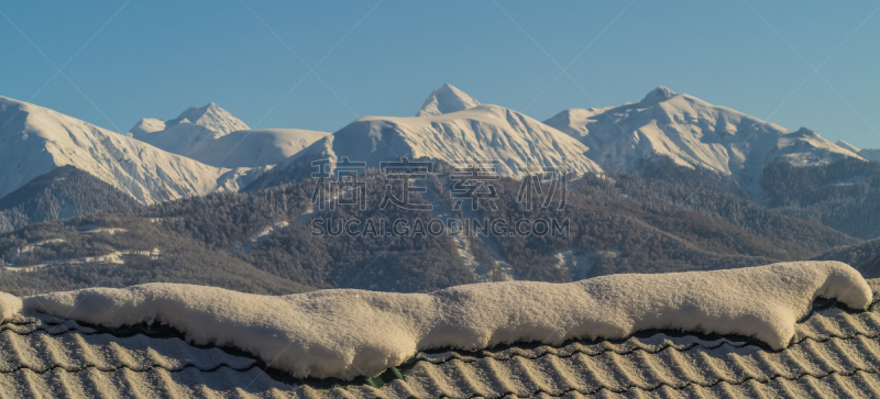 俄罗斯,山,全景,索契,缆车,红波利亚纳,滑雪场,电缆,天空,度假胜地