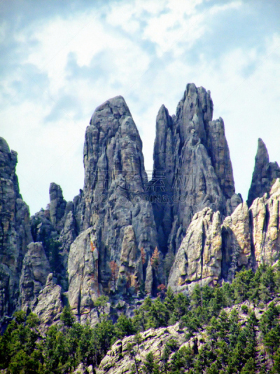 黑山,南达科他州,被侵蚀的,花岗岩,尖顶,南达科他州针山,垂直画幅,美国,岩石,无人