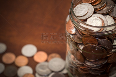 储蓄,401k养老金,充满的,广口瓶,近景,留白,灵感,水平画幅,无人,想法