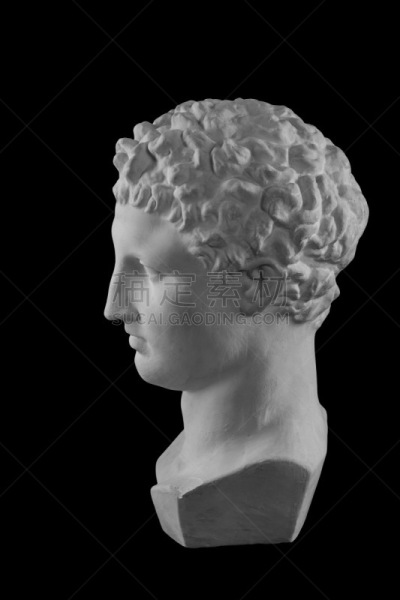 White plaster bust sculpture portrait of the men Hermes