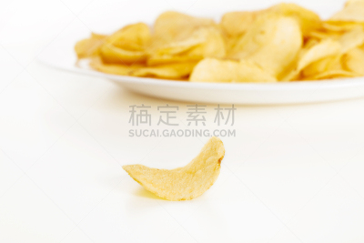 白色背景,分离着色,特写,脆,薯片,诺实,木屑,脆饼干,腌制食品,留白