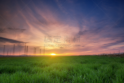 小麦,田地,地形,阳光光束,夏季系列,农业,暗色,云景,黄昏,云