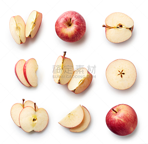 苹果,清新,白色背景,分离着色,水平画幅,高视角,素食,无人,生食,维生素