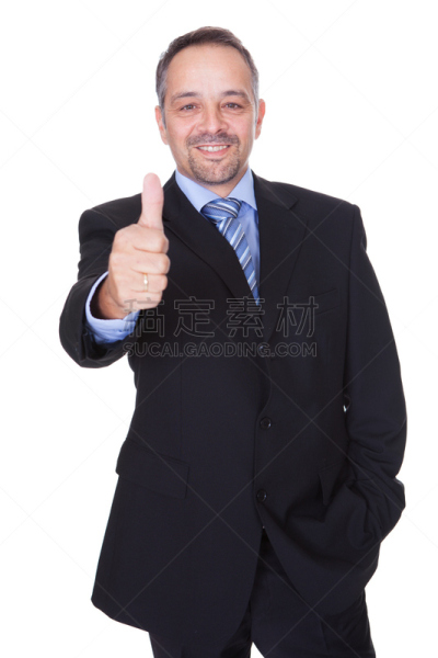 幸福,男商人,翘起大拇指,中老年男人,背景分离,仅一个中老年男人,仅男人,肖像,仅一个男人,现代
