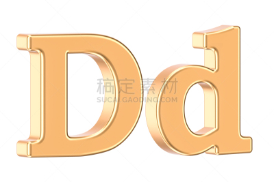 三维图形,英文字母d,黄金,白色背景,分离着色,英格兰,字母,水平画幅,绘画插图,巨大的