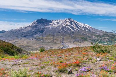风景,火山,山谷,非凡的,小路,桨叉架船,山脊,天空,雪,夏天
